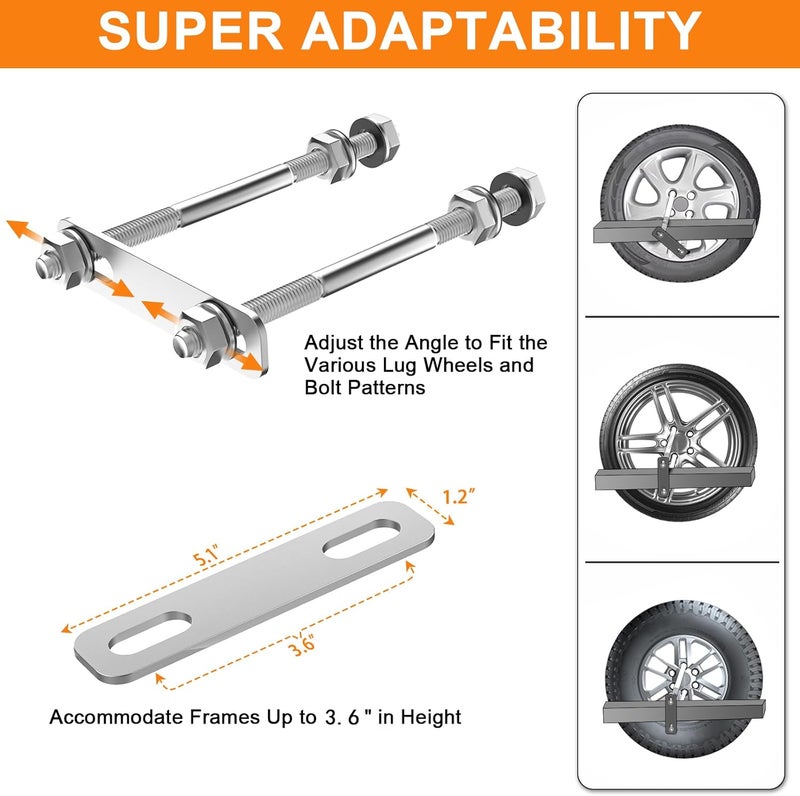 lcusepu Spare Tire Carrier, 120LBS Weight Capacity Boat Trailer Spare Tire Mount, Universal Upgrade Designed Trailer Spare Tire Holder, Fits 4 & 5 & 6 Lugs Wheels on The Various Bolt Patterns - Image 3